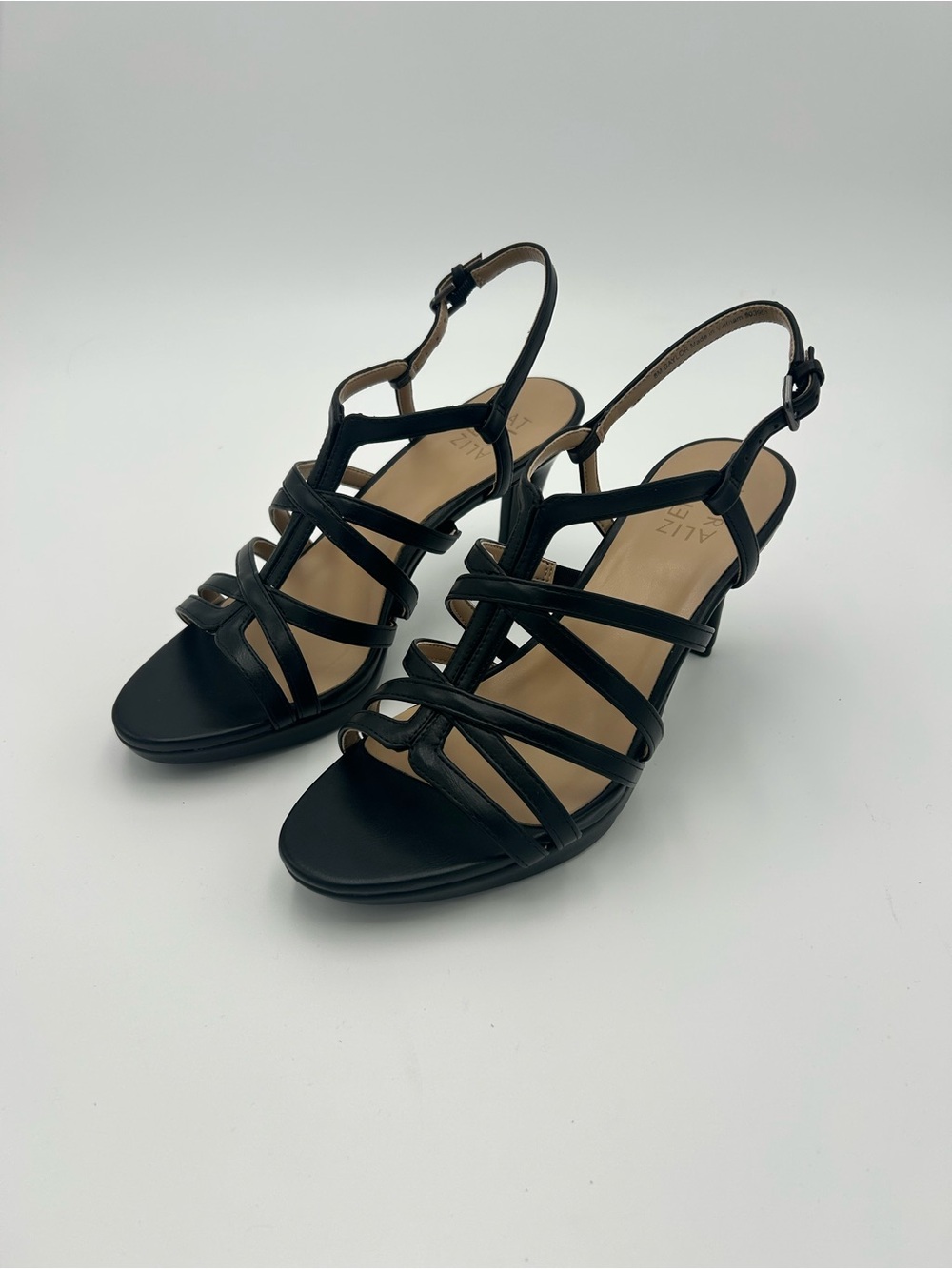 Naturalizer Black Baylor Strappy Sandal Heels
